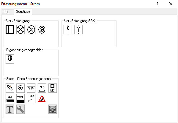 Erfassungsmenü für sonstige Objete